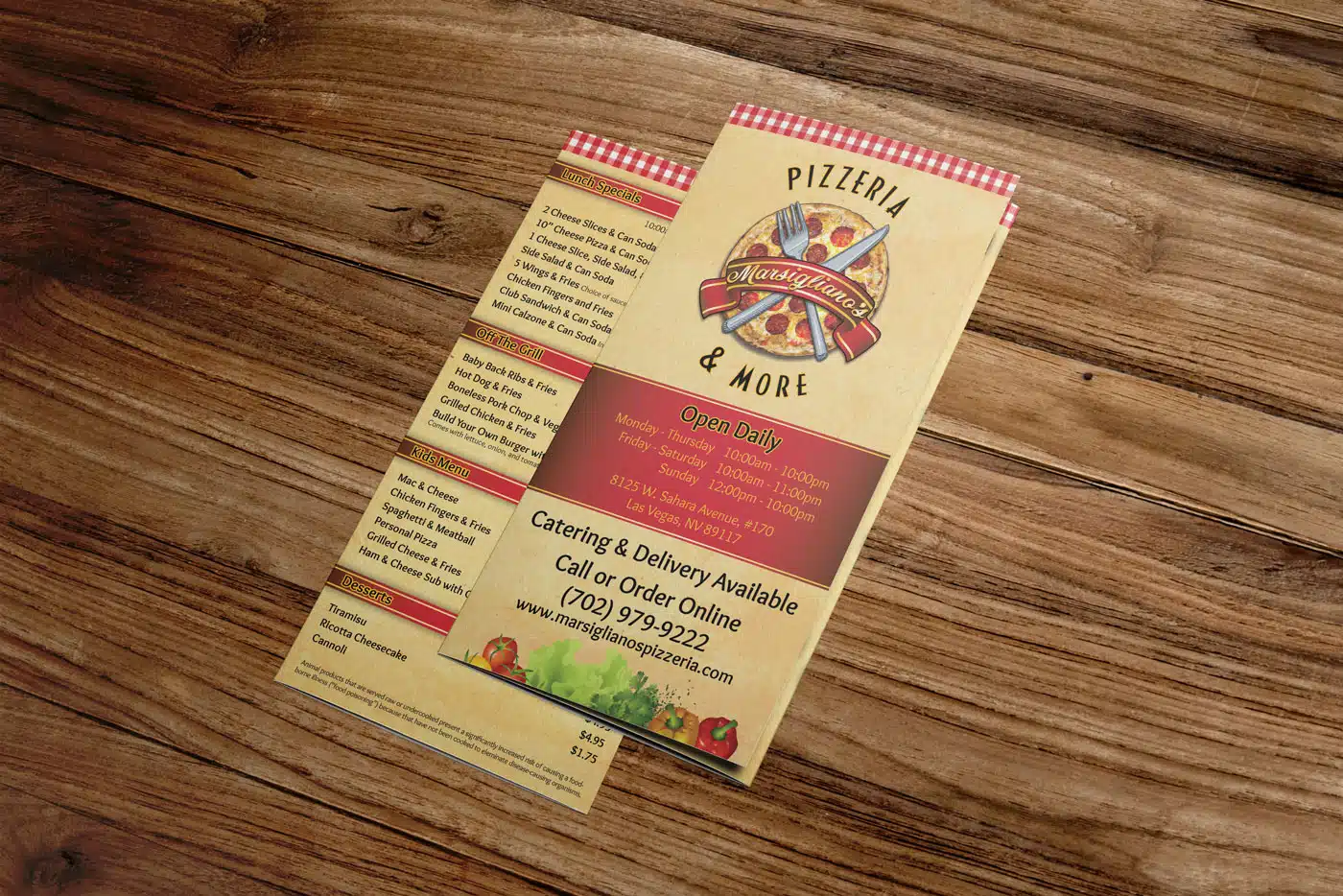 Smart Web Creative - Pizzeria Menu Flyers in Las Vegas