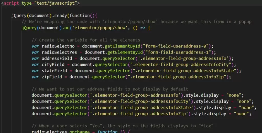 Smart Web Creative - Elementor: Create Conditional Form Fields with Code